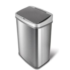 KitchenGrey 13-Gallon Stainless Steel Kitchen Trash Can with Motion Sensor Lid